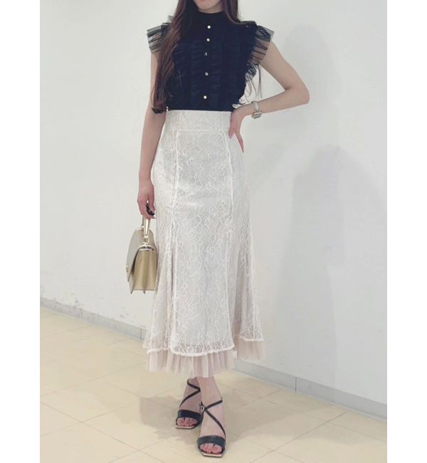 MERCURYDUO「裾チュールレースマーメイドスカート」|スカート|