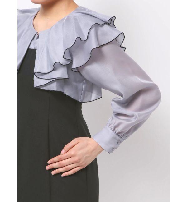 MERCURYDUO「ボリュームラッフル配色ドッキングワンピース」|ワンピース|