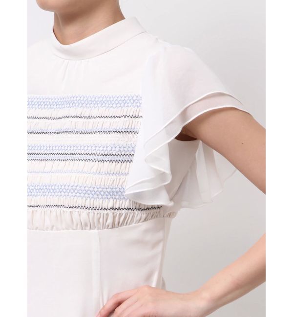 MERCURYDUO「カラースモッキングラッフルワンピース」|ワンピース|