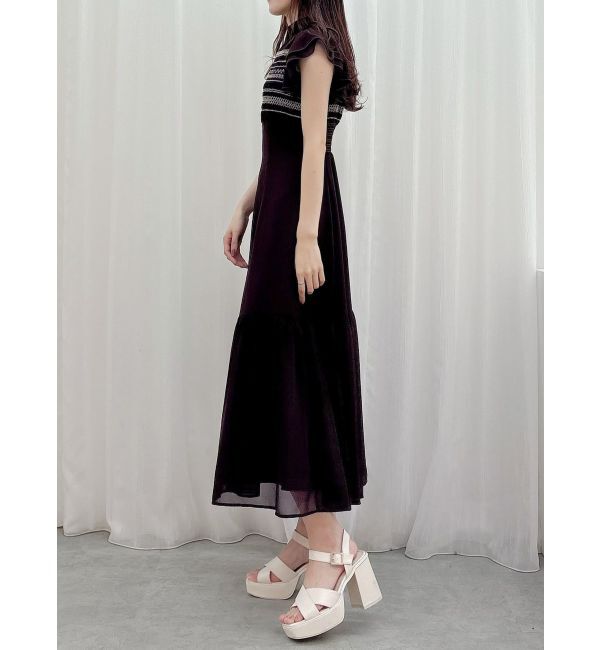 MERCURYDUO「カラースモッキングラッフルワンピース」|ワンピース|