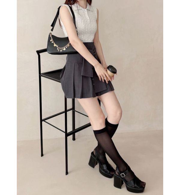 MERCURYDUO「ツイストプリーツミニスカパン」|スカート|