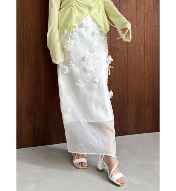 MERCURYDUO「【OUNNOUN】コサージュモチーフオーガンジースカート」|スカート|