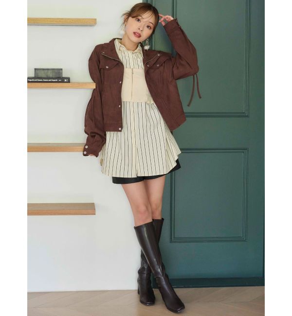 MERCURYDUO「フェイクスエードドロストスリーブブルゾン」|ブルゾン・スタジャン|