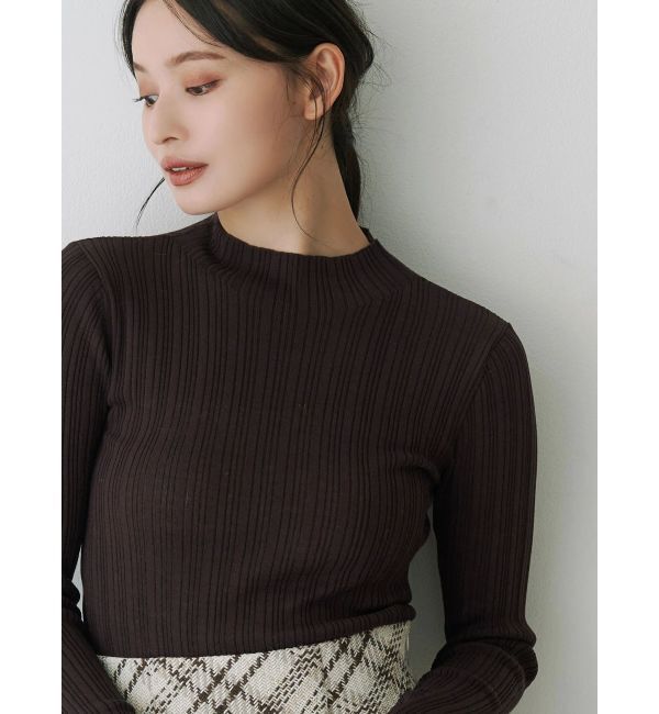 MERCURYDUO「シアーランダムリブニット」|ニット・セーター|ダークブラウン