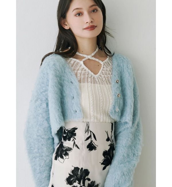 MERCURYDUO「【WEB限定カラーあり】シャギークロップドカーディガン」|カーディガン|アイスブルー