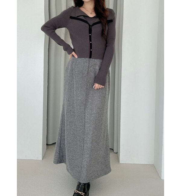 MERCURYDUO「ダブルカラーフェイクレイヤードリブニット」|ニット・セーター|