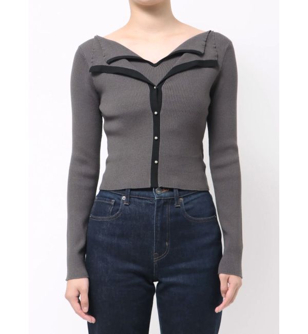 MERCURYDUO「ダブルカラーフェイクレイヤードリブニット」|ニット・セーター|