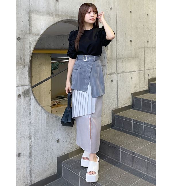 MURUA「異素材MIXスリットスカート」|スカート|