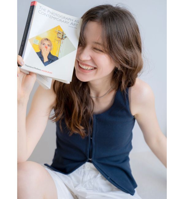 Ungrid「チュールコンビノースリデザイントップス」|Tシャツ・カットソー|ネイビー