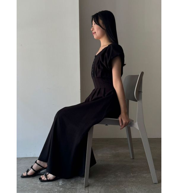 LAGUNAMOON「バルーンカフスフロントホックタックワンピ」|ワンピース|