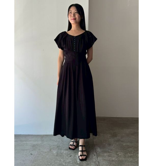 LAGUNAMOON「バルーンカフスフロントホックタックワンピ」|ワンピース|