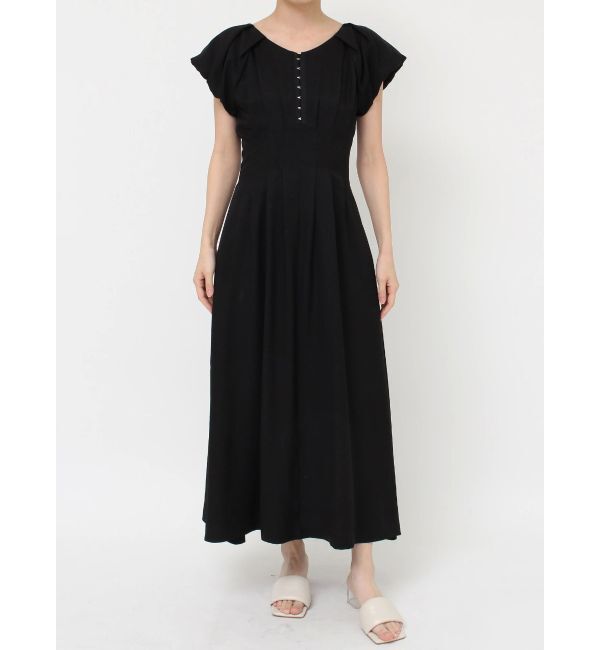 LAGUNAMOON「バルーンカフスフロントホックタックワンピ」|ワンピース|