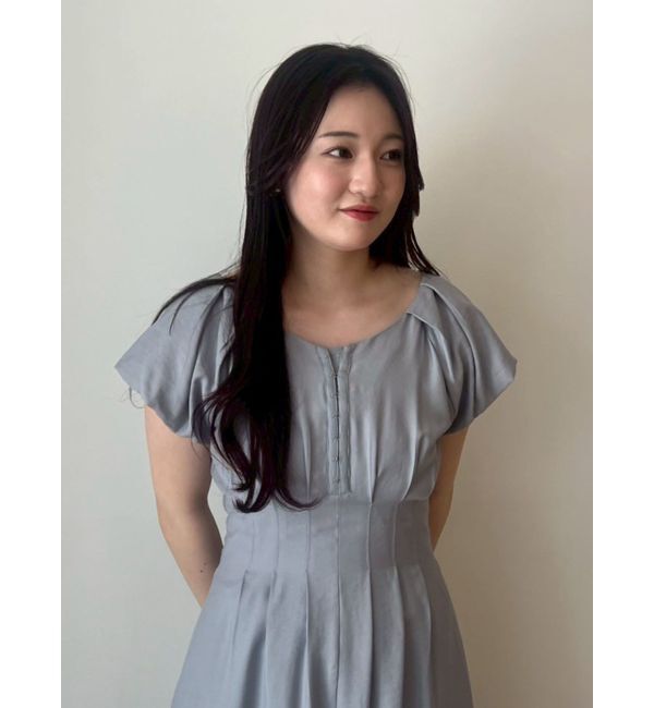 LAGUNAMOON「バルーンカフスフロントホックタックワンピ」|ワンピース|アイスブルー