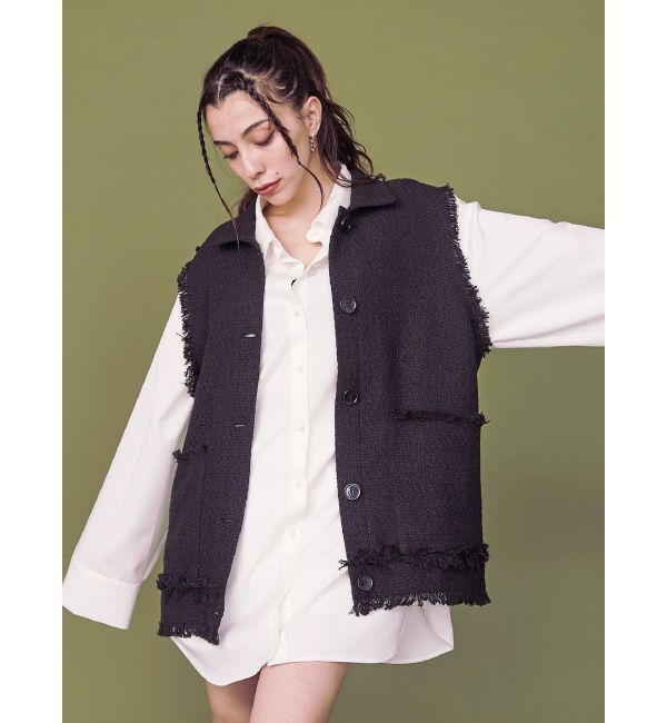 EVRIS「ツイードルーズベスト」|ベスト・ジレ|