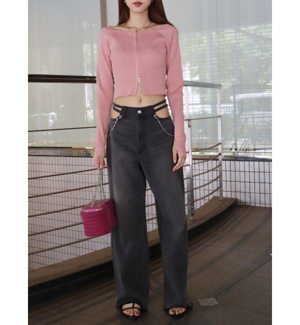 EVRIS「ウエストチェーンワイドデニムパンツ」|デニム|