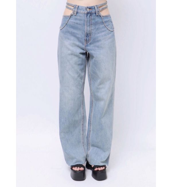 EVRIS「ウエストチェーンワイドデニムパンツ」|デニム|