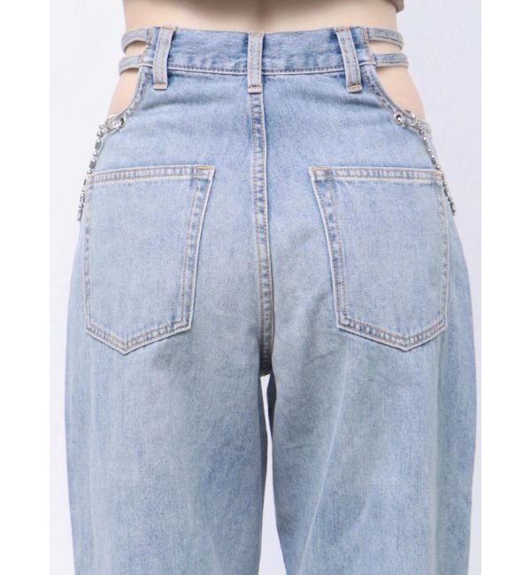 EVRIS「ウエストチェーンワイドデニムパンツ」|デニム|