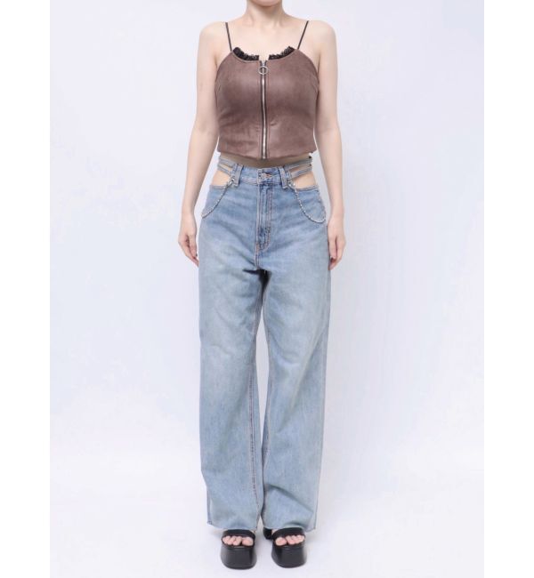 EVRIS「ウエストチェーンワイドデニムパンツ」|デニム|