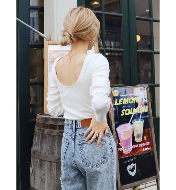 EVRIS「【WEB限定】バックオープンリブトップス」|Tシャツ・カットソー|