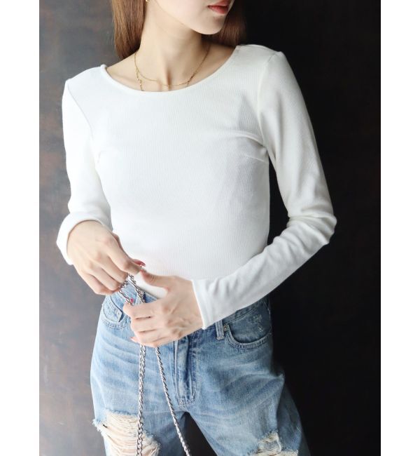 EVRIS「【WEB限定】バックオープンリブトップス」|Tシャツ・カットソー|
