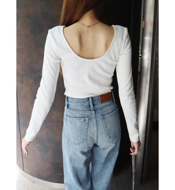 EVRIS「【WEB限定】バックオープンリブトップス」|Tシャツ・カットソー|