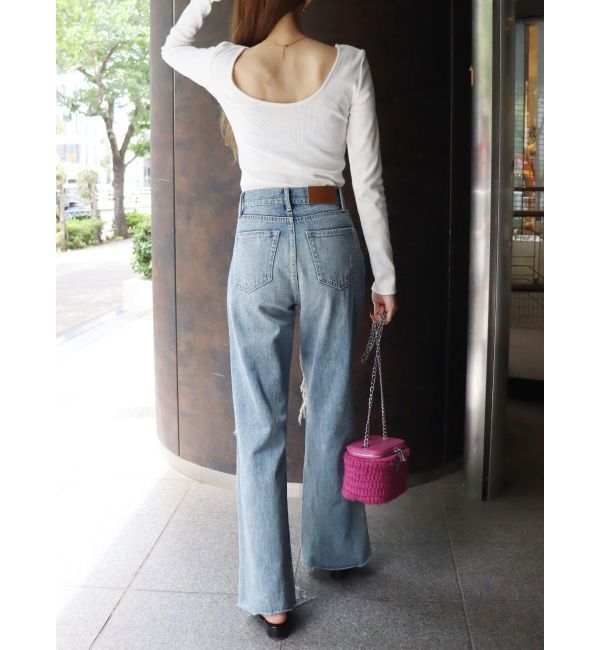 EVRIS「【WEB限定】バックオープンリブトップス」|Tシャツ・カットソー|