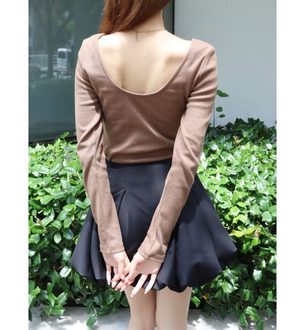 EVRIS「【WEB限定】バックオープンリブトップス」|Tシャツ・カットソー|モカ