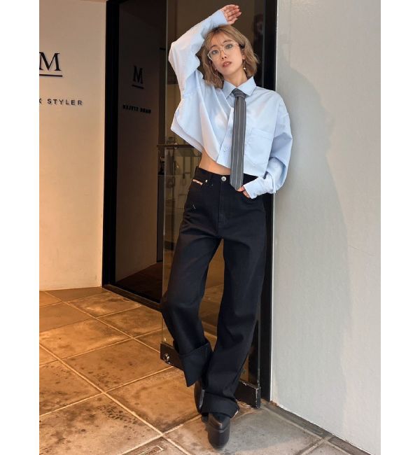 GYDA「H/W GYDIESセルビッチワイドデニムパンツ」|デニム|