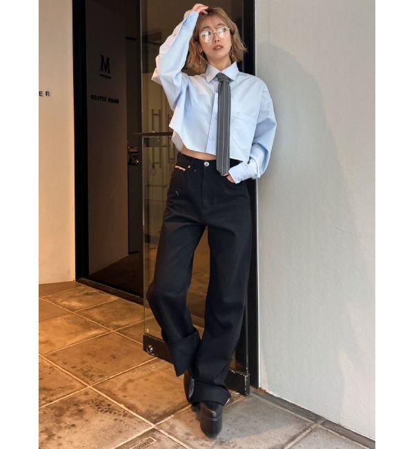 GYDA「H/W GYDIESセルビッチワイドデニムパンツ」|デニム|