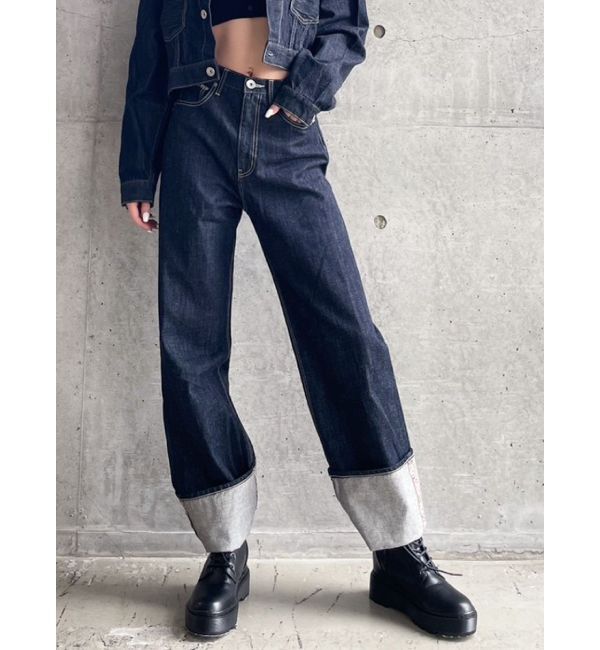 GYDA「H/W GYDIESセルビッチワイドデニムパンツ」|デニム|インディゴ