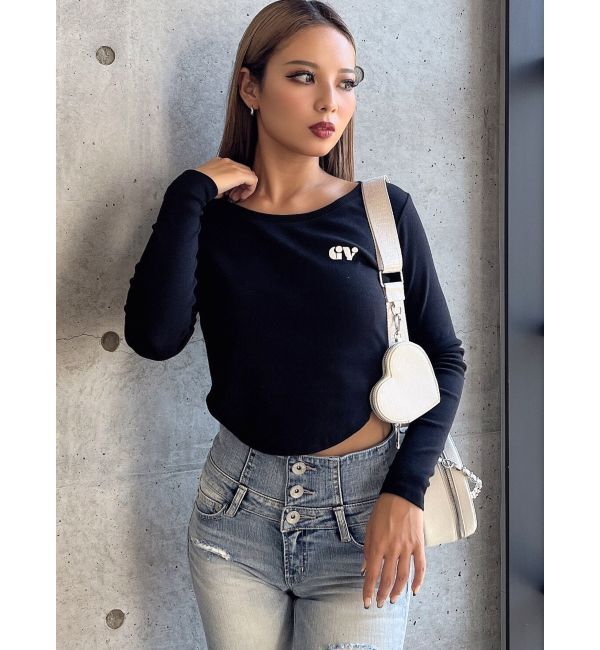 GYDA「round GYロゴプリントラウンドヘムロンT」|Tシャツ・カットソー|