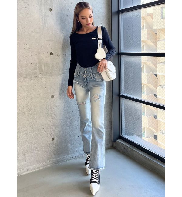 GYDA「round GYロゴプリントラウンドヘムロンT」|Tシャツ・カットソー|