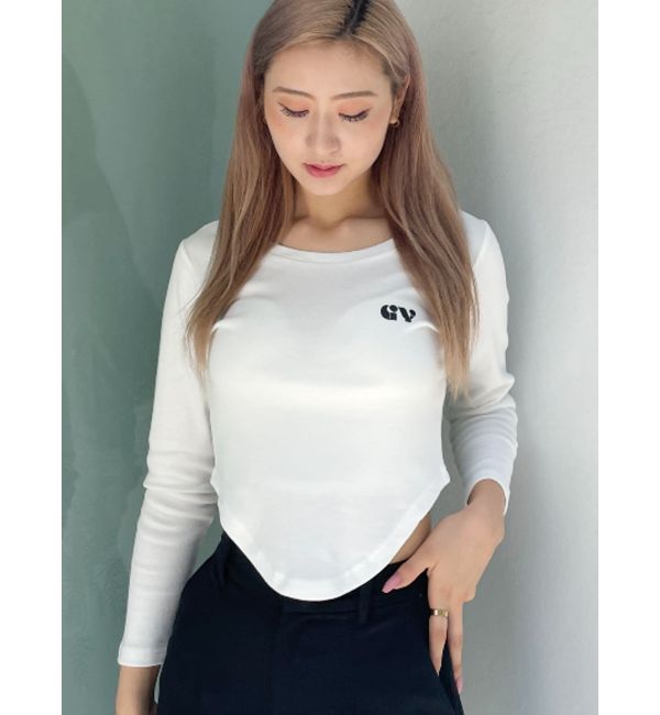 GYDA「round GYロゴプリントラウンドヘムロンT」|Tシャツ・カットソー|