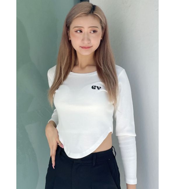 GYDA「round GYロゴプリントラウンドヘムロンT」|Tシャツ・カットソー|