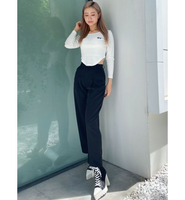 GYDA「round GYロゴプリントラウンドヘムロンT」|Tシャツ・カットソー|