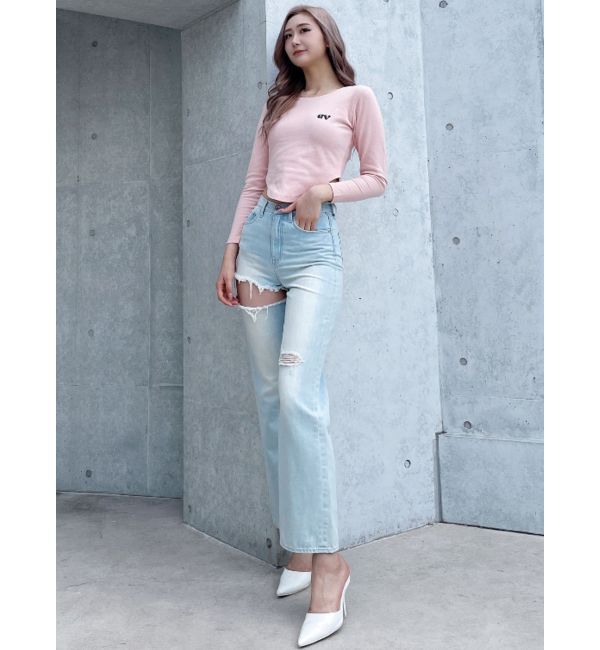 GYDA「round GYロゴプリントラウンドヘムロンT」|Tシャツ・カットソー|