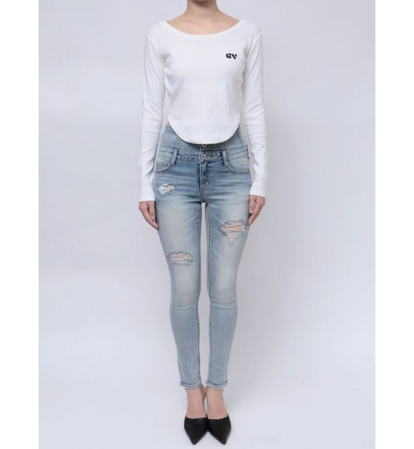 GYDA「round GYロゴプリントラウンドヘムロンT」|Tシャツ・カットソー|