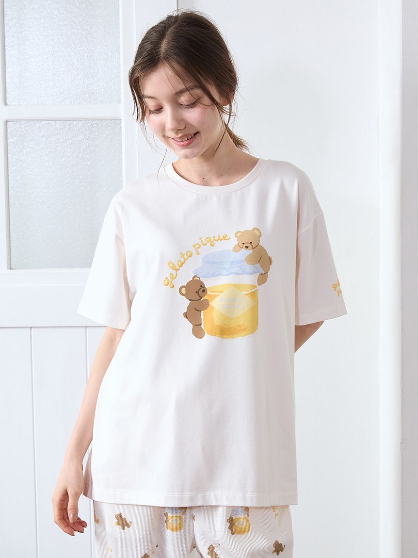 gelato pique「はちみつベア柄ワンポイントTシャツ」|ルームウェア|