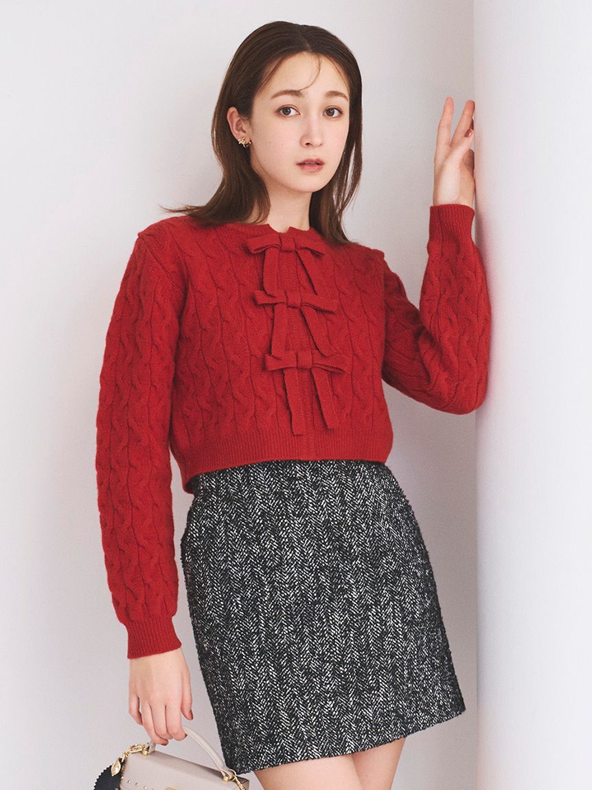 CELFORD「リボンモチーフケーブルニットプルオーバー」|ニット・セーター|