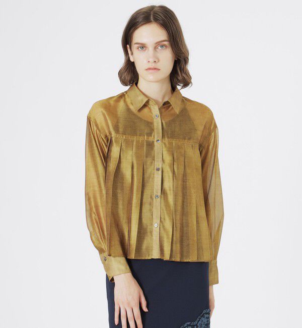  「プリーツコンビシアーシャツ」|その他|マスタード