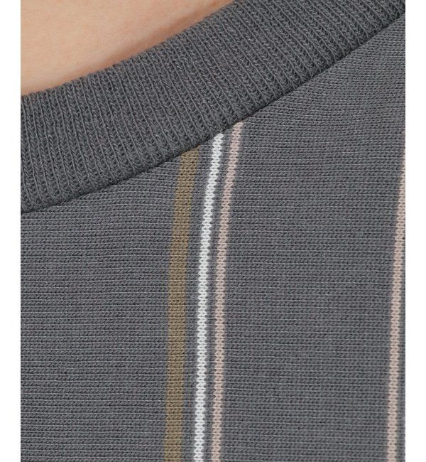 ikka「ストライプクルーネックロンＴ」|Tシャツ・カットソー|