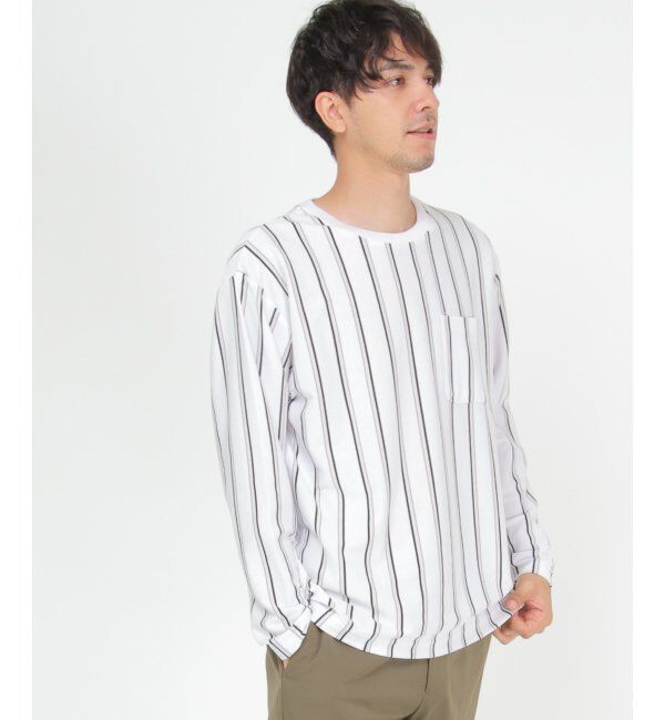 ikka「ストライプクルーネックロンＴ」|Tシャツ・カットソー|