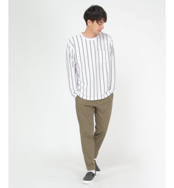 ikka「ストライプクルーネックロンＴ」|Tシャツ・カットソー|