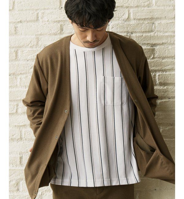 ikka「ストライプクルーネックロンＴ」|Tシャツ・カットソー|