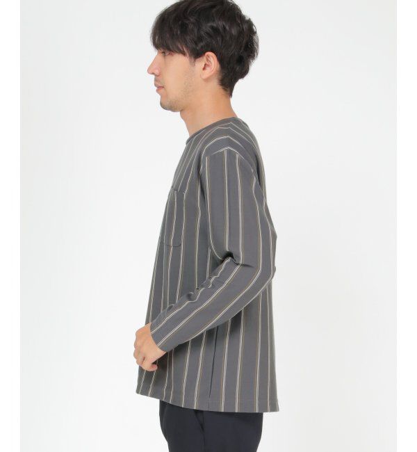 ikka「ストライプクルーネックロンＴ」|Tシャツ・カットソー|