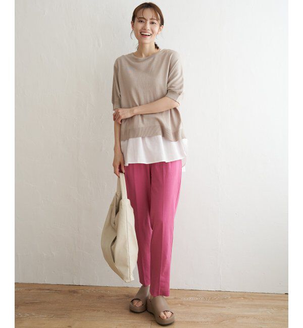 ikka「BeasyStretch テーパードパンツ」|スラックス|