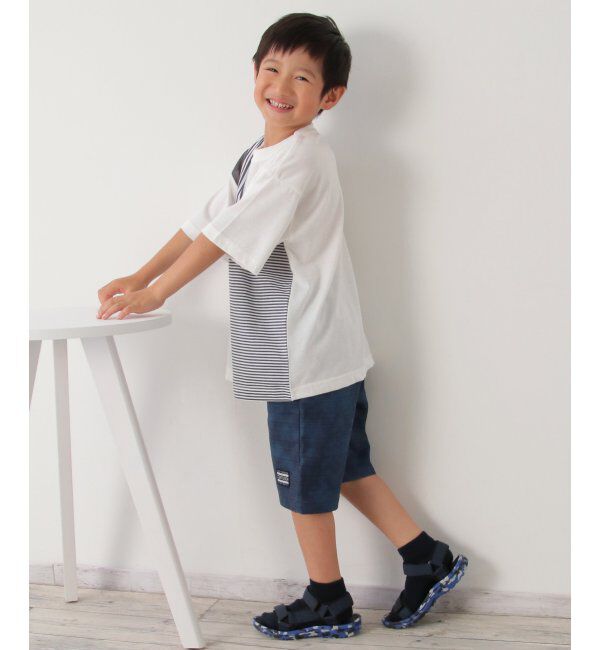 ikka kids「ストライプ布帛切り替えTシャツ（120~160cm）」|Tシャツ・カットソー|