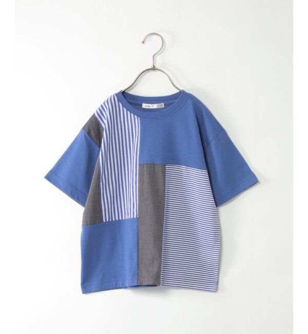 ikka kids「ストライプ布帛切り替えTシャツ（120~160cm）」|Tシャツ・カットソー|