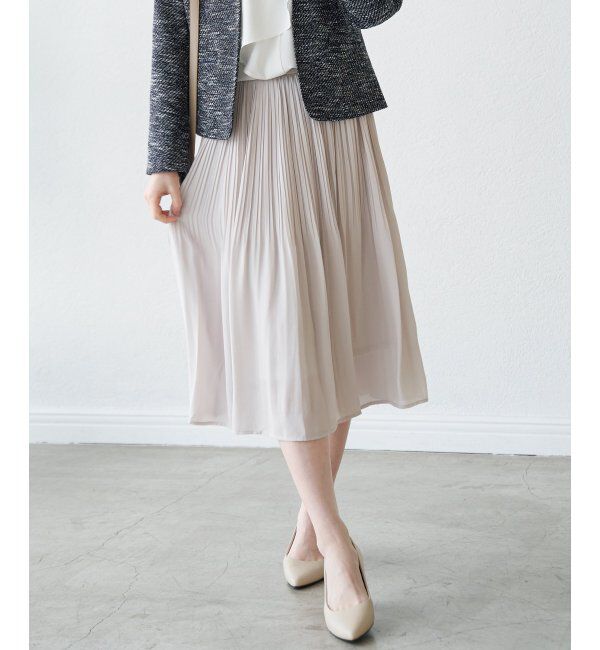 IKKA LOUNGE「シフォンプリーツスカート」|スカート|ベージュ