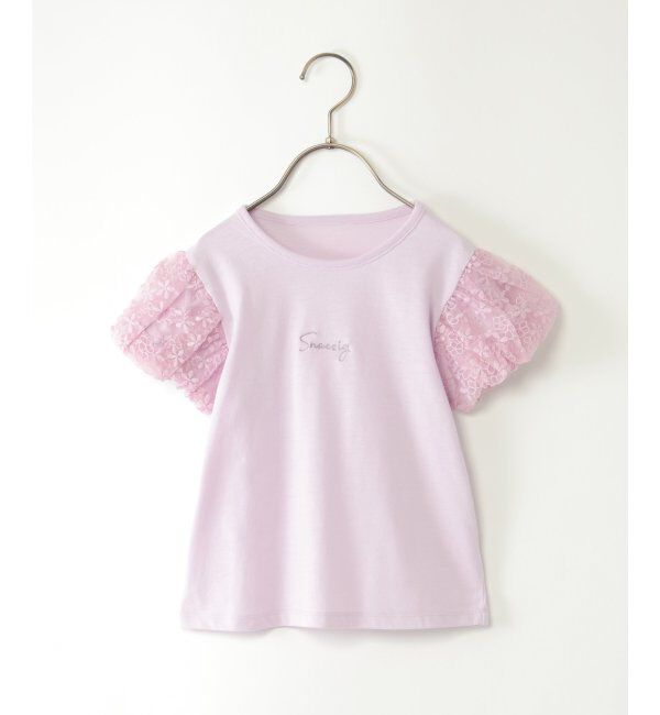 ikka kids「フラワーチュール袖ロゴTシャツ（120~160cm）」|Tシャツ・カットソー|Ltパープル